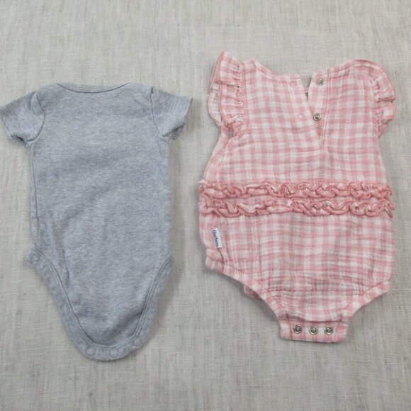 Lot of 2 Carter's Onesies Bodysuits Baby Girl Newborn Gray Pink Daddy’s Sunshine - Picture 2 of 6